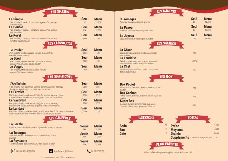Carte Burger Ardéchoix